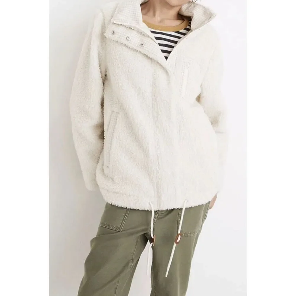 Madewell Sourced Sherpa Zip Jacket Cream Off White Size Small